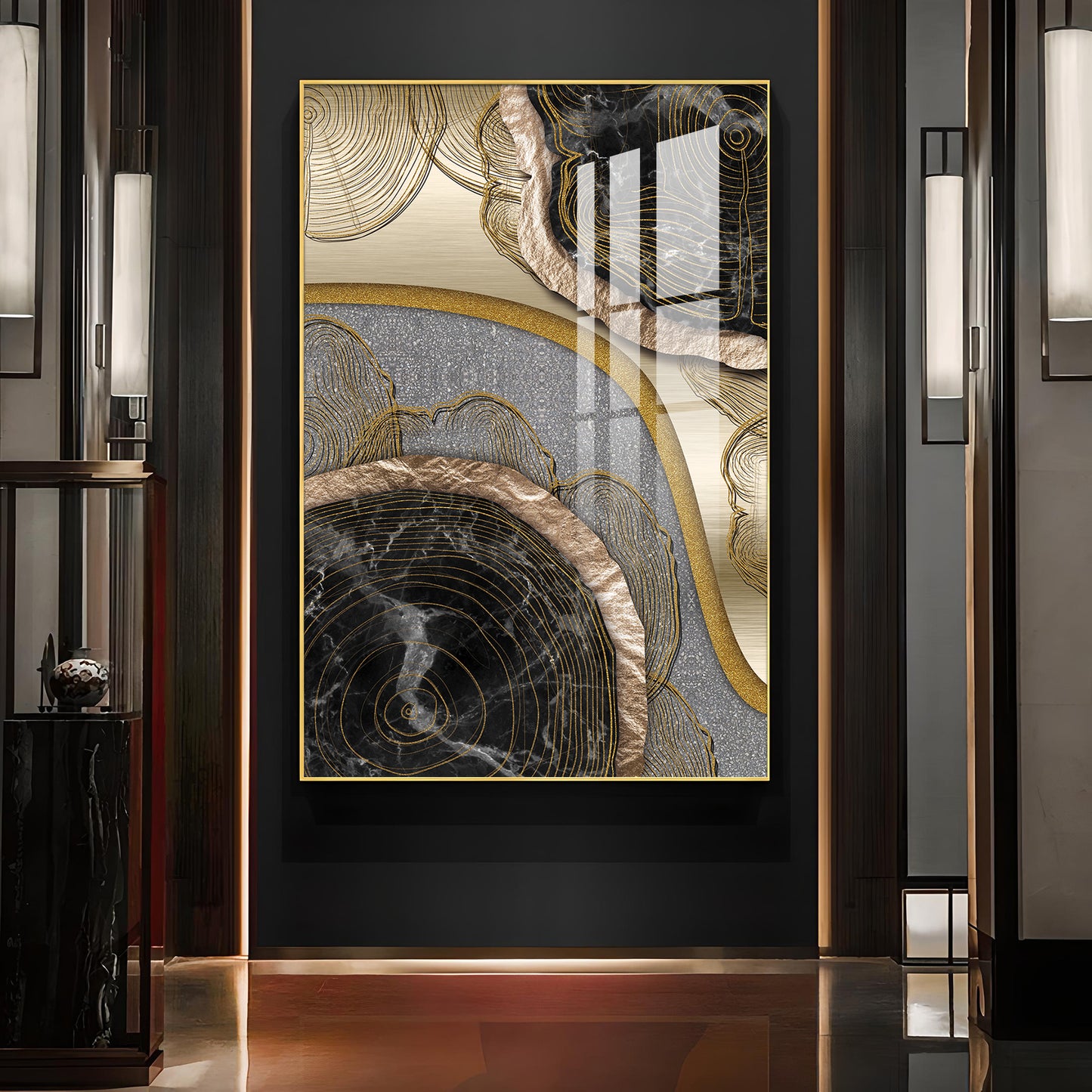 Majestic Fusion Glass Finish Vertical Wall Art