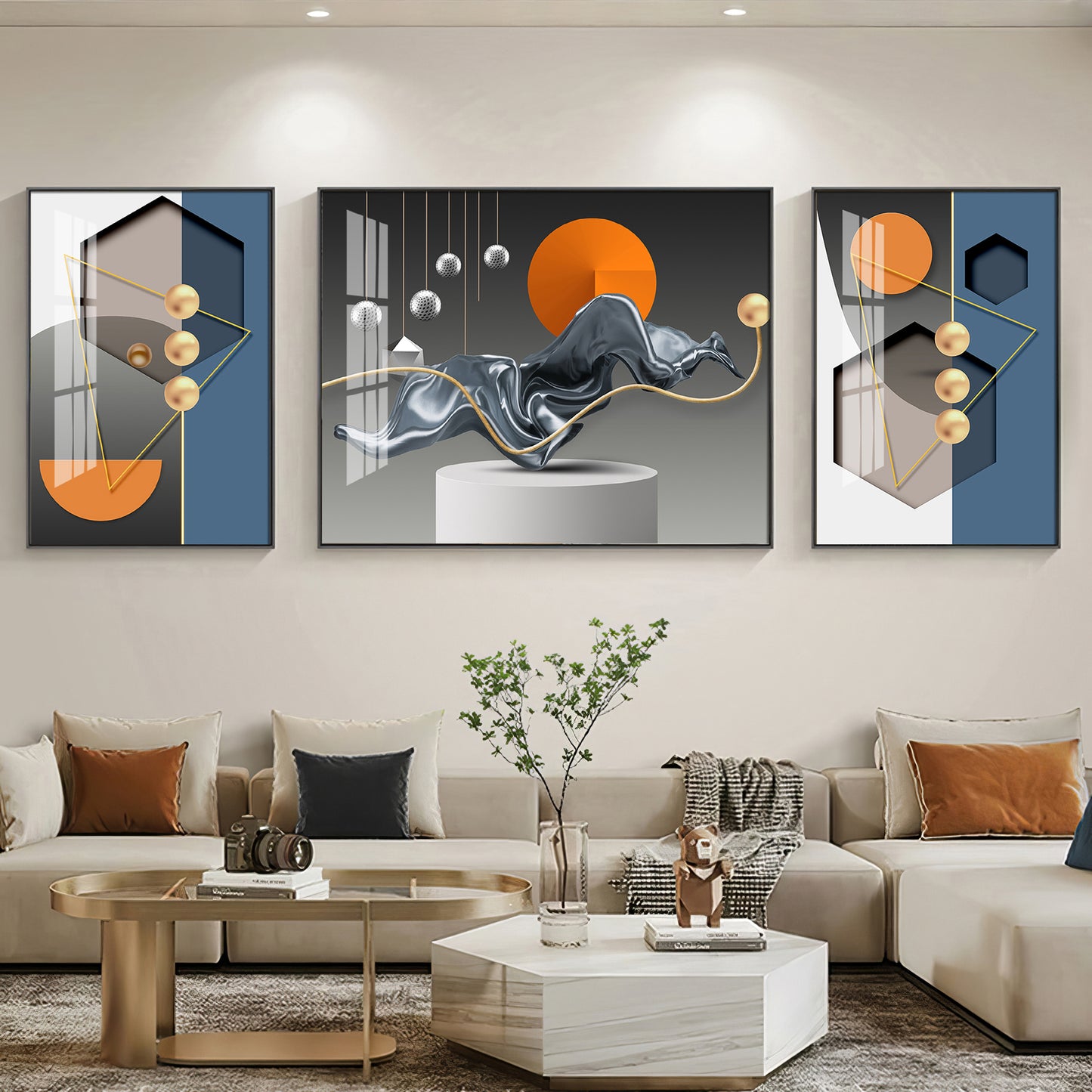 Artistic Aura Glass Finish Wall Art (Set Of 3)