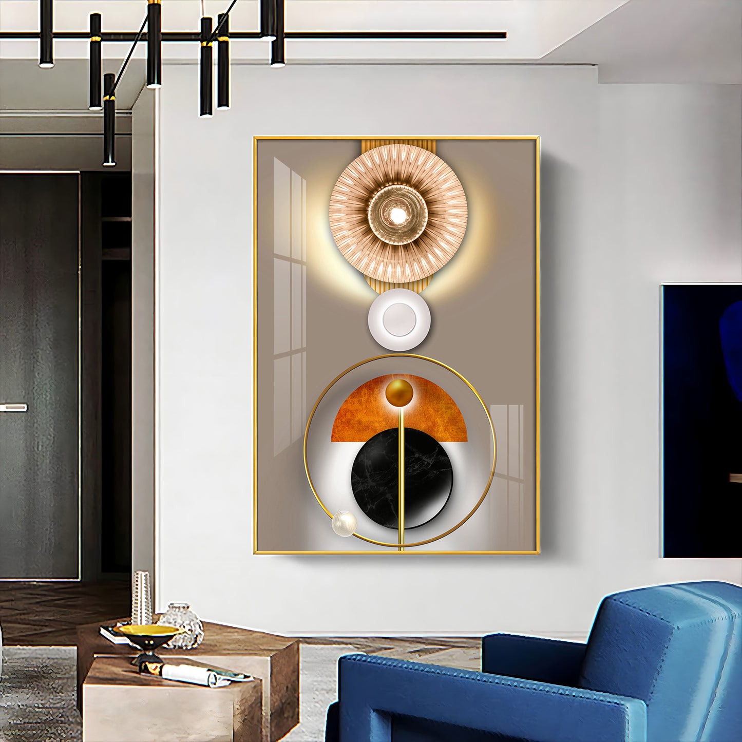 Circle of Modernity Glass Finish Vertical Wall Art
