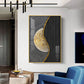 Golden Harmony Glass Finish Vertical Wall Art