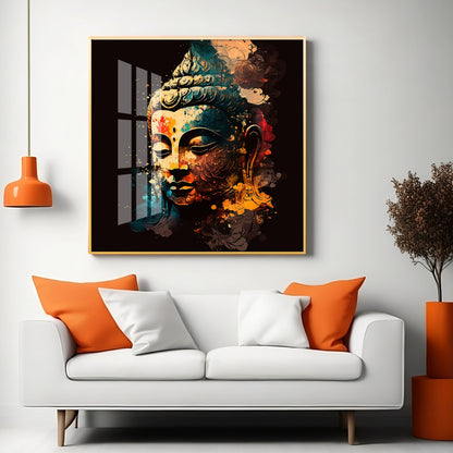 Tranquil Buddha Glass Finish Square Wall Art