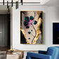 Noir Blossom Majesty Glass Finish Vertical Wall Art