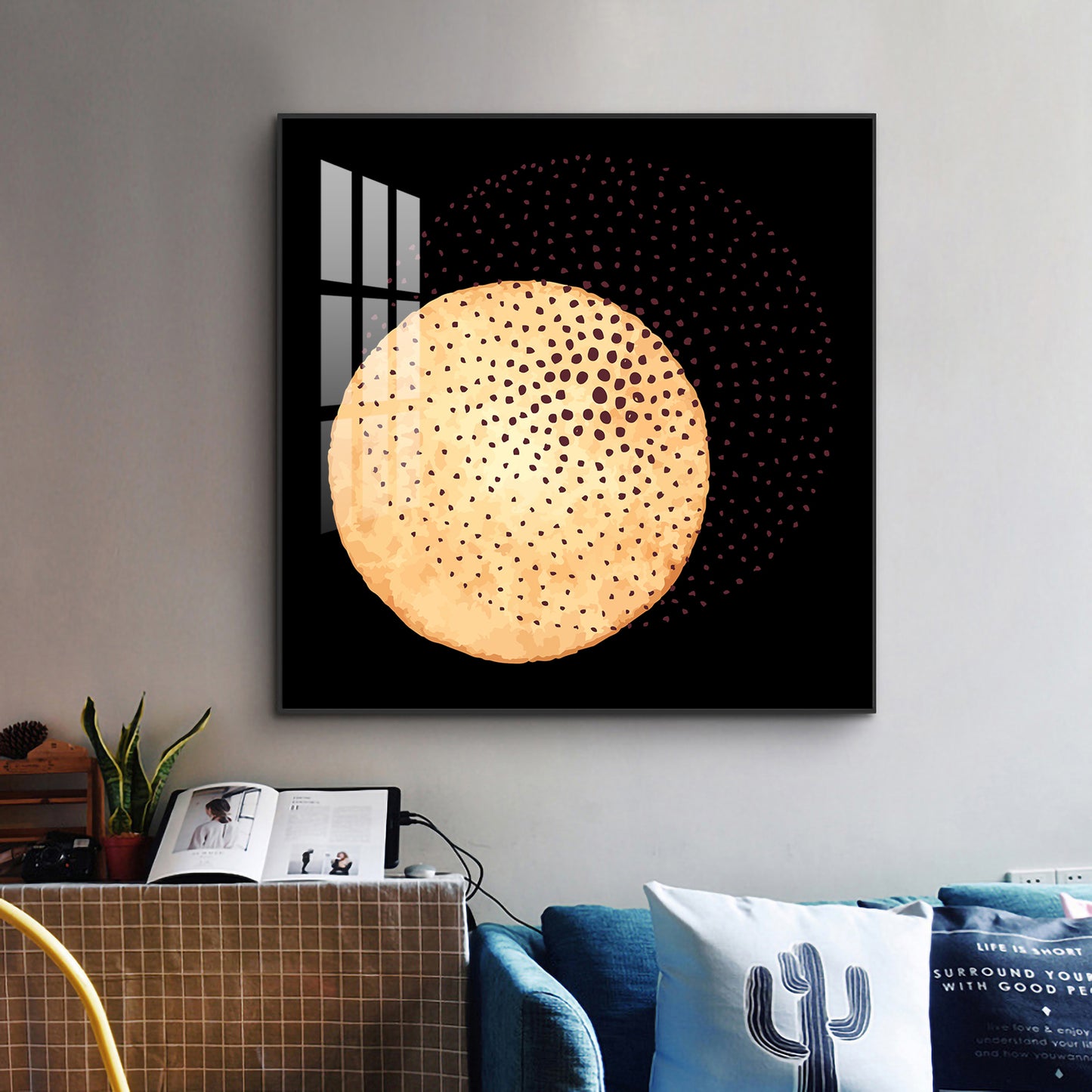 Moonlit Whimsy Glass Finish Square Wall Art