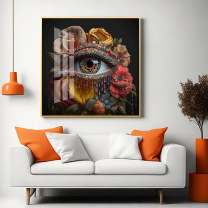 Opulent Eye Oasis Glass Finish Square Wall Art