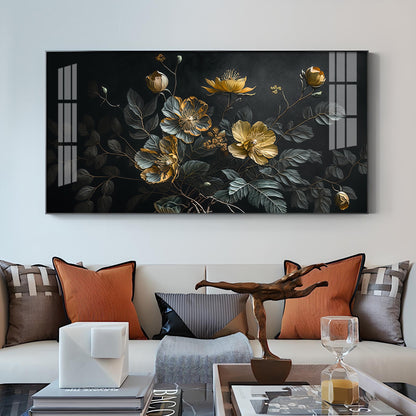 Amazing Flower Blooming Glass Finish Horizontal Wall Art