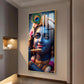 Krishna Flute Glass Finish Vertical Wall Art