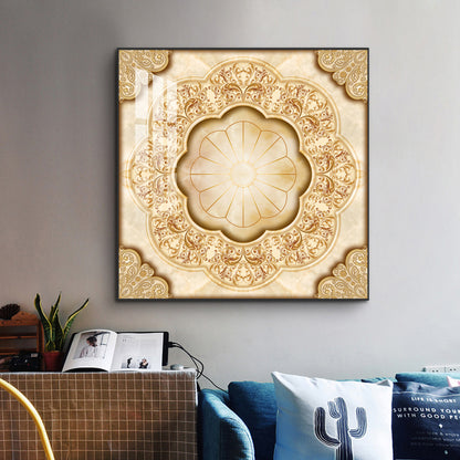 Ornate Masterpiece Glass Finish Square Wall Art