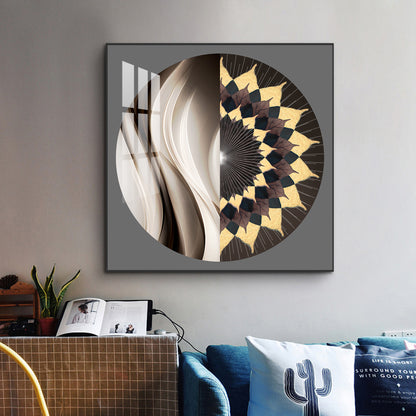 Dynamic Form Glass Finish Square Wall Art