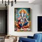 Ganesha's Blessing Glass Finish Vertical Wall Art