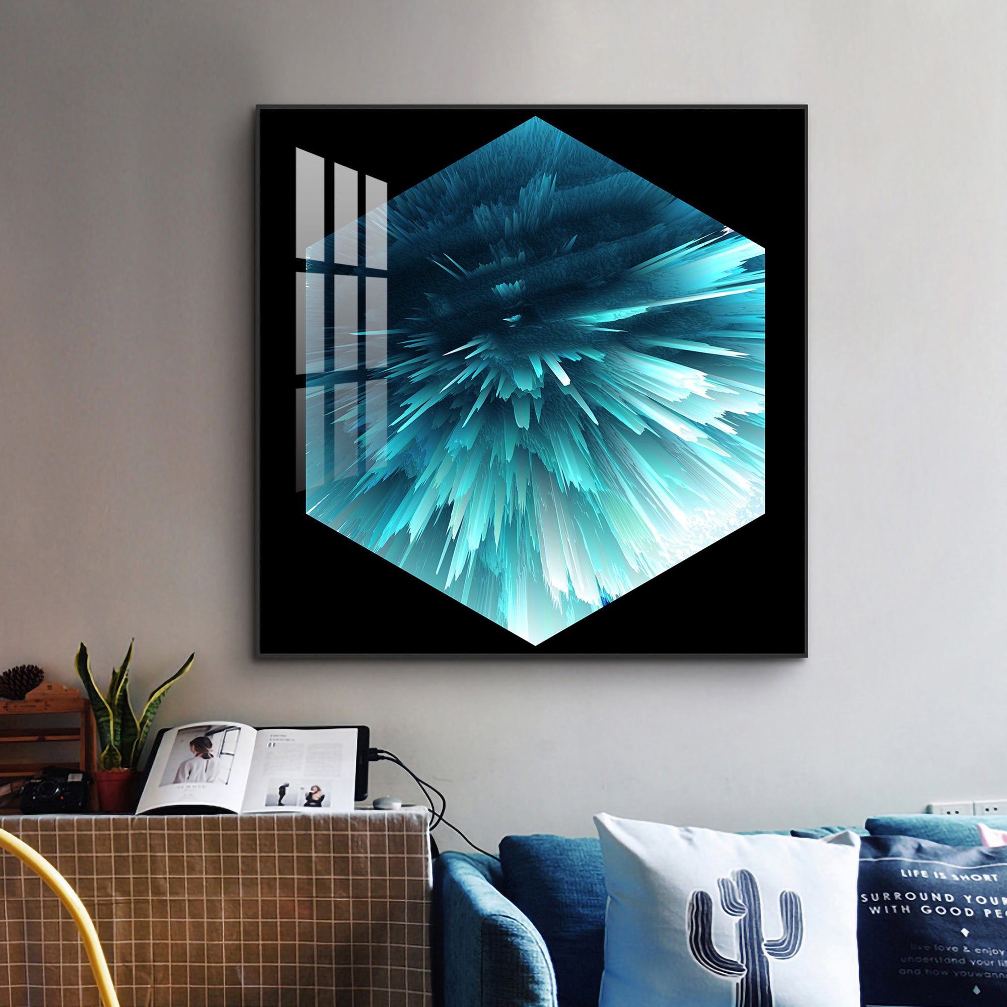 Oceanic Abstraction Glass Finish Square Wall Art