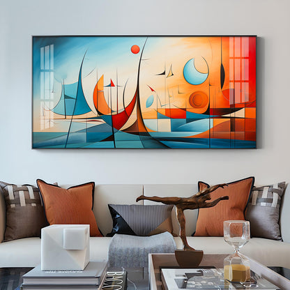 Beautiful Modern Abstract Glass Finish Horizontal Wall Art