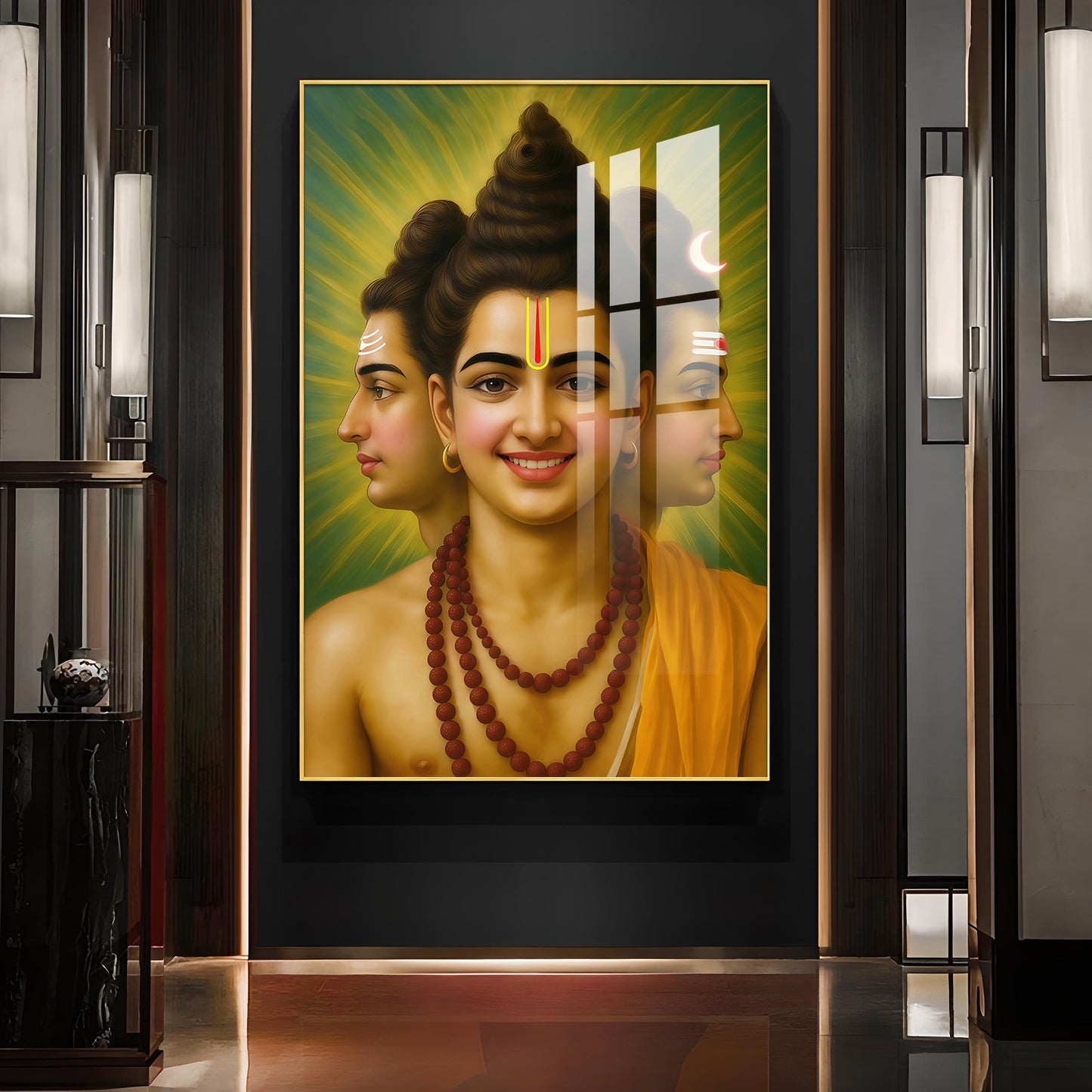 Sri Dattatreya Swami Glass Finish Vertical Wall Art