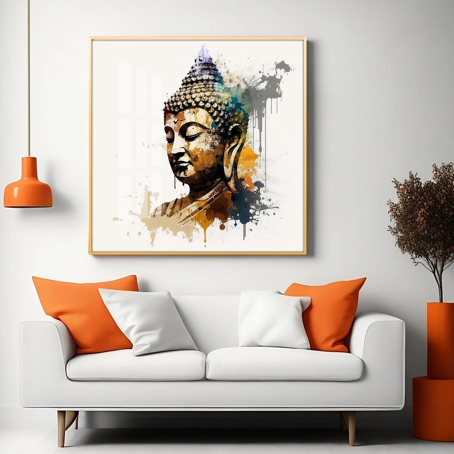 Buddha's Serenity Glass Finish Square Wall Art