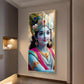 Lord Jai Shri Krishna Glass Finish Vertical Wall Art