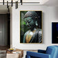 Buddha's Tranquil Embrace Glass Finish Vertical Wall Art