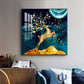 Golden Antlered Beauty Glass Finish Square Wall Art