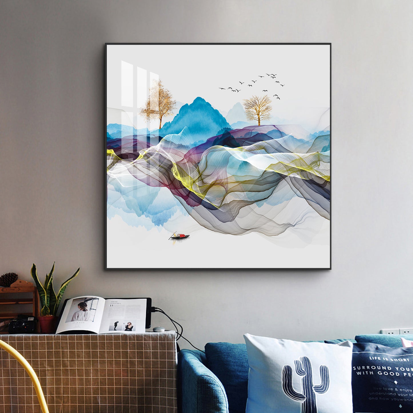 Alpine Vista Glass Finish Square Wall Art