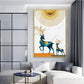 Radiant Antlers Glass Finish Vertical Wall Art