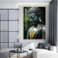 Buddha's Tranquil Embrace Glass Finish Vertical Wall Art