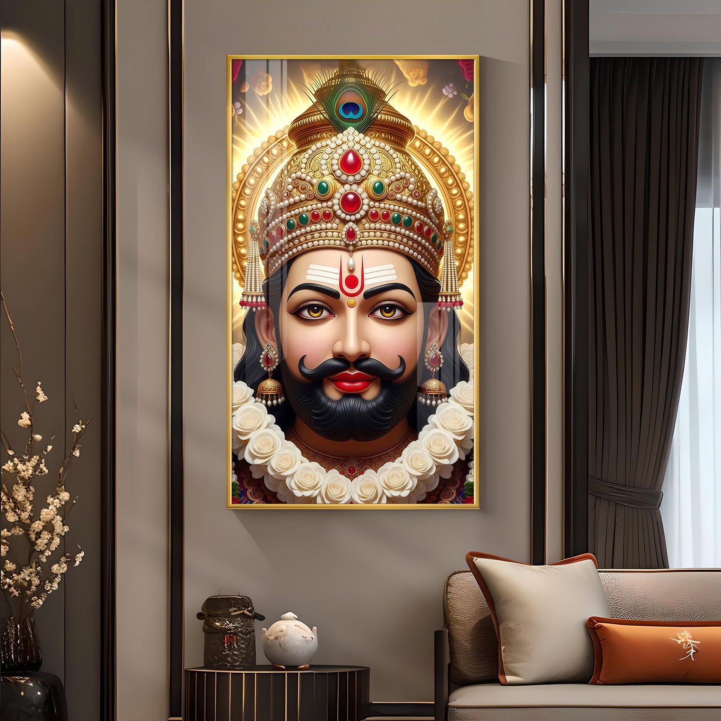 Jai Shri Shyam Baba Glass Finish Vertical Wall Art