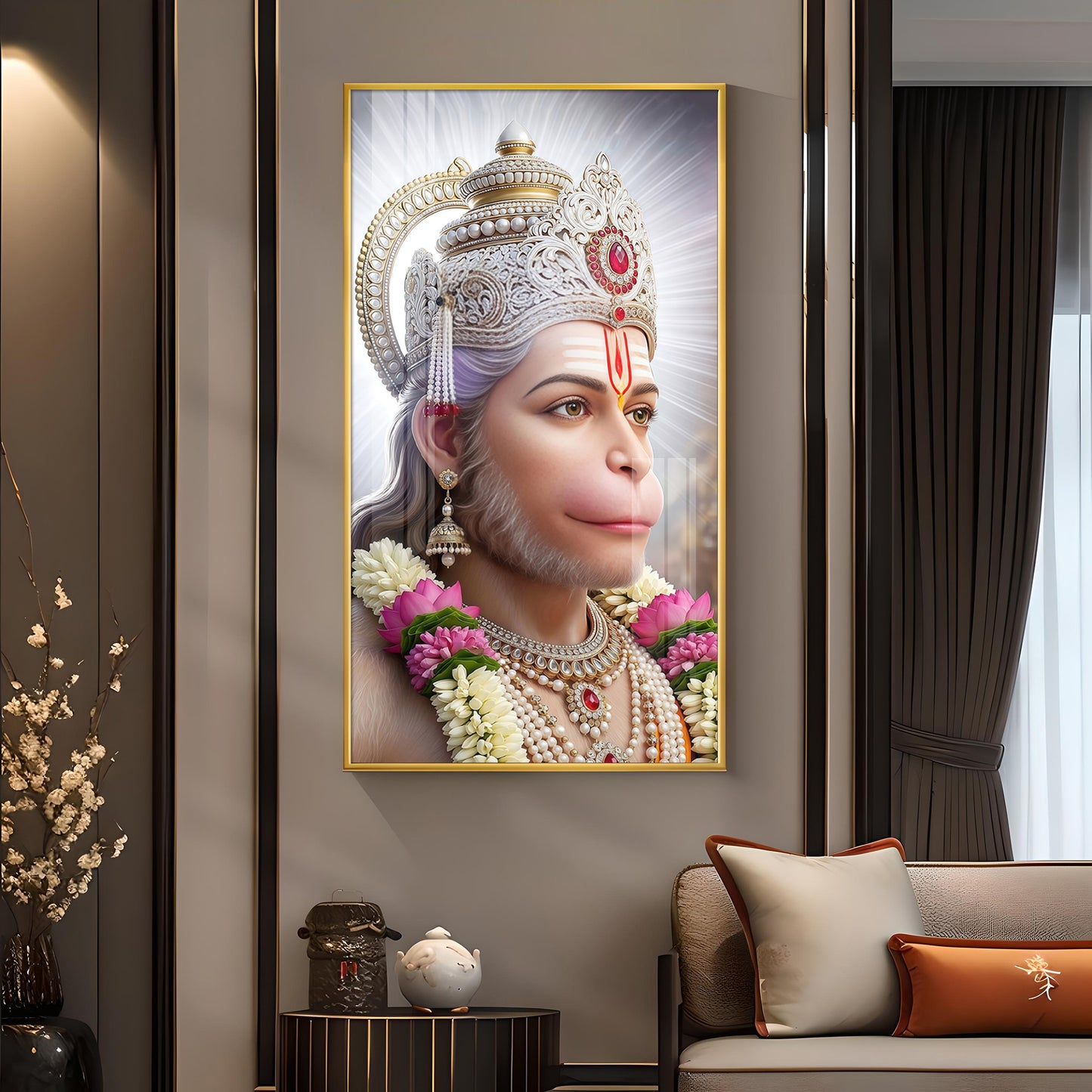 Pavan Putra Hanuman Ji Glass Finish Vertical Wall Art
