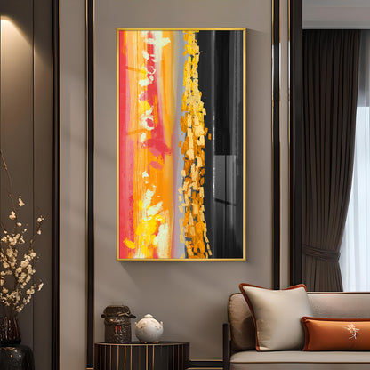 Fiery Essence Glass Finish Vertical Wall Art