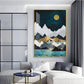 Moonlit Mountain Reverie Glass Finish Vertical Wall Art