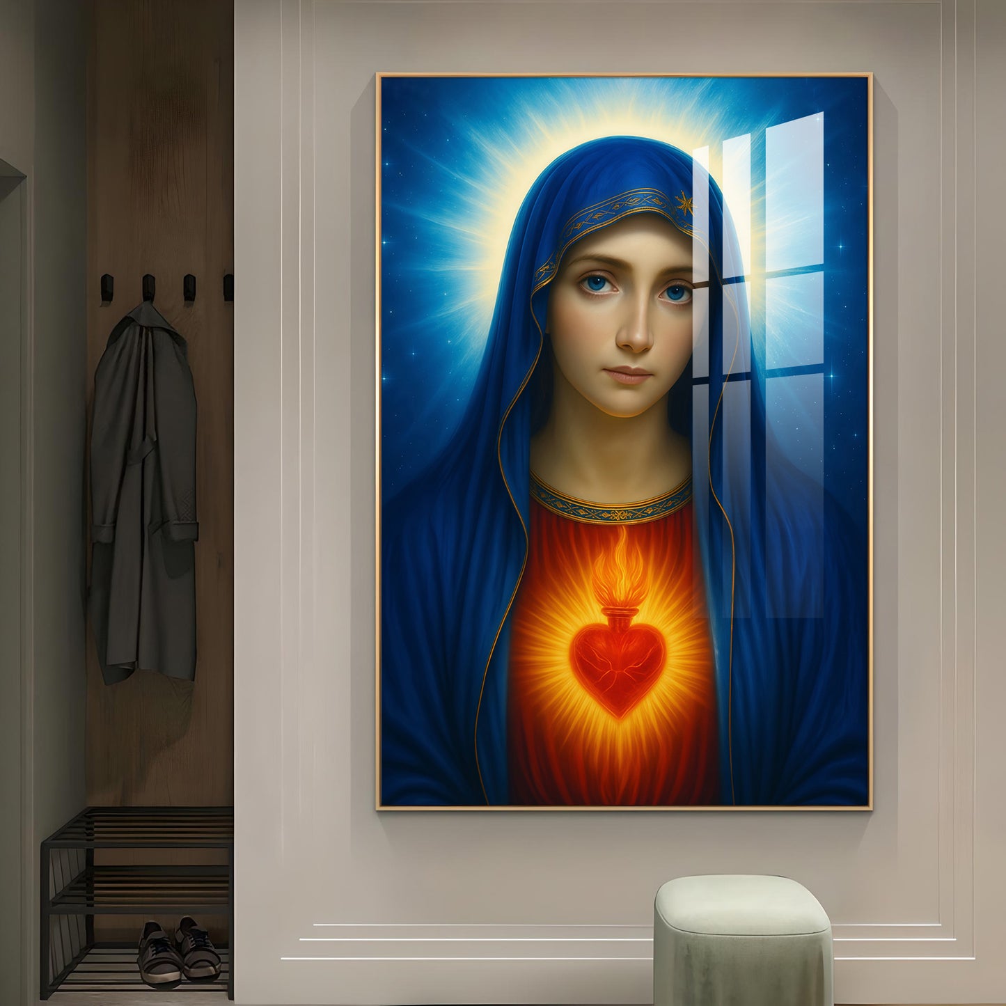 Mary Catholic Glass Finish Vertical Wall Art