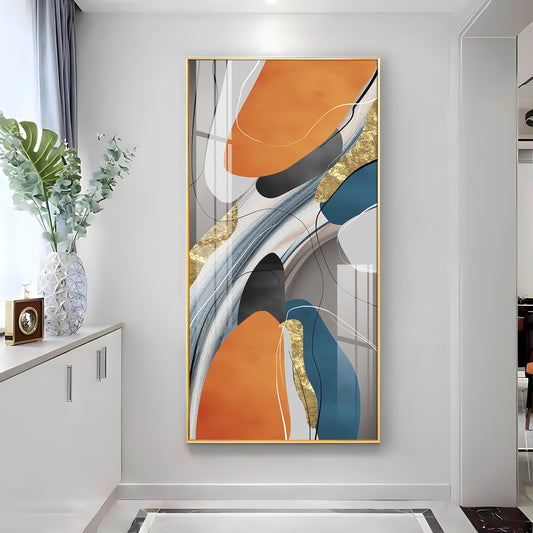 Vivid Abstraction Glass Finish Vertical Wall Art