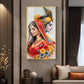 Loving Radha Krishna Glass Finish Vertical Wall Art