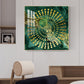 Emerald Abstraction Glass Finish Square Wall Art