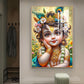 Lord Baby Krishna Glass Finish Vertical Wall Art