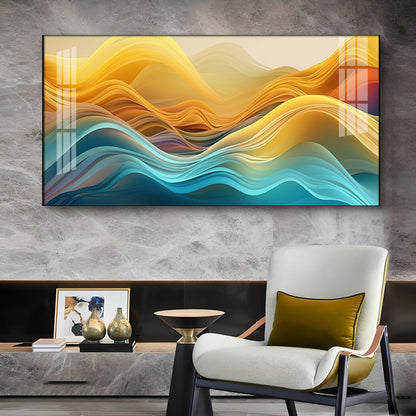 Waves Elegance Glass Finish Horizontal Wall Art