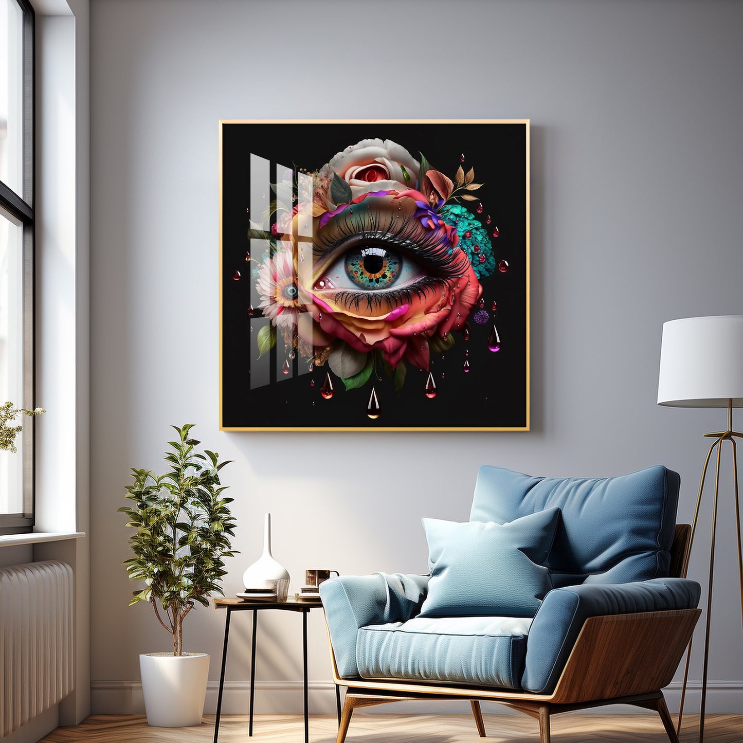 Radiant Jewel Eye Glass Finish Square Wall Art