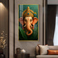 Vibrant Lord ganesha Artwork Glass Finish Vertical Wall Art
