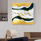 Golden Abstraction Of Fishes Glass Finish Square Wall Art