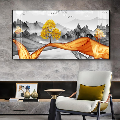 Autumnal Elegance Glass Finish Horizontal Wall Art