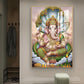Hindu Lord Ganpati Bappa Glass Finish Vertical Wall Art