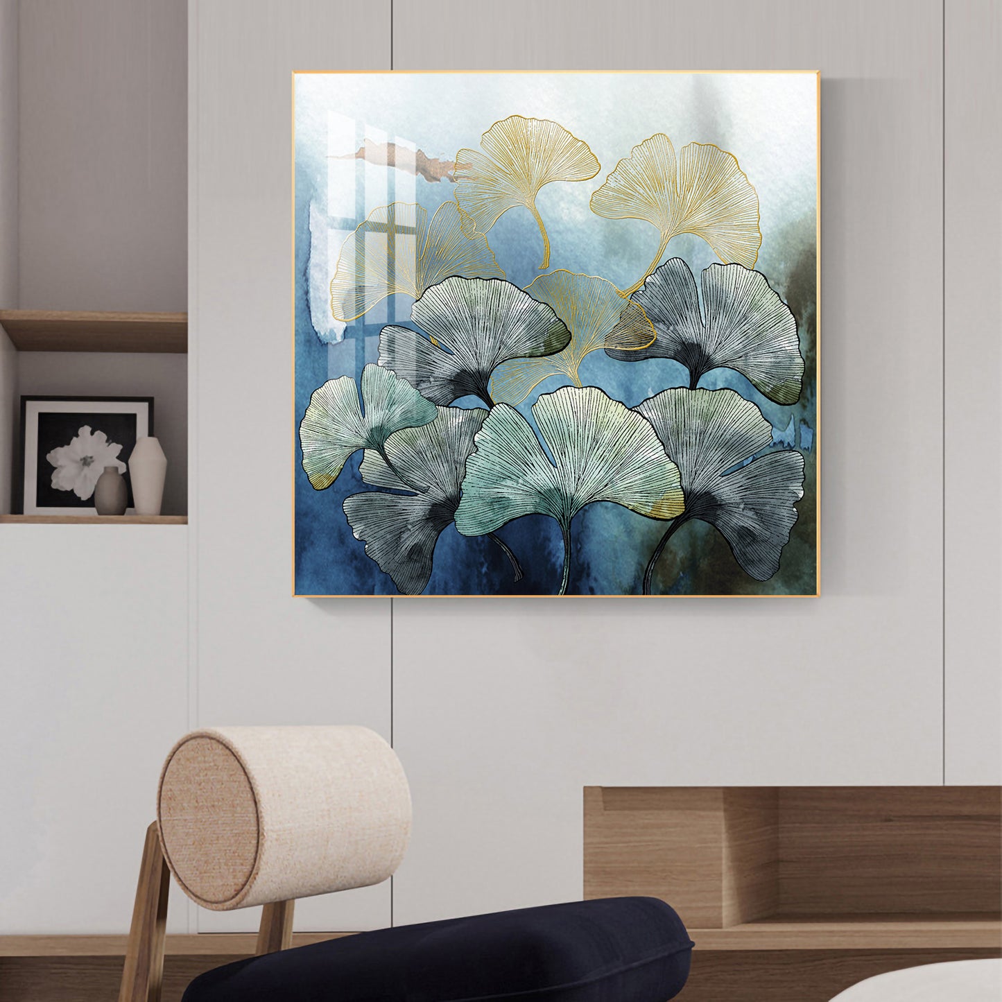 Tranquil Blossom Glass Finish Square Wall Art