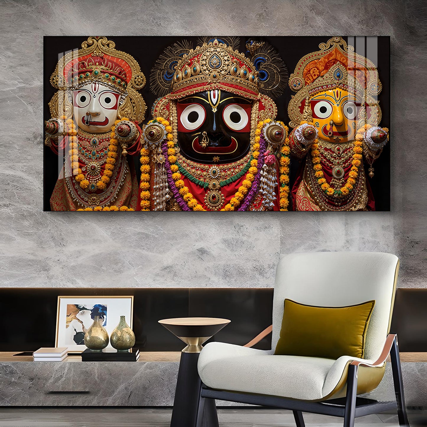 Jagannath Bhagwan Ji Glass Finish Horizontal Wall Art