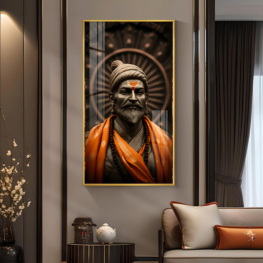 Chhatrapati Shivaji Maharaj Ji Glass Finish Vertical Wall Art