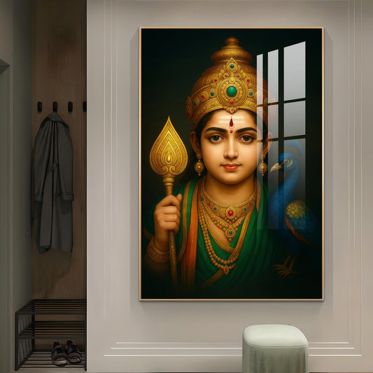 Colorful Kartikey Glass Finish Vertical Wall Art