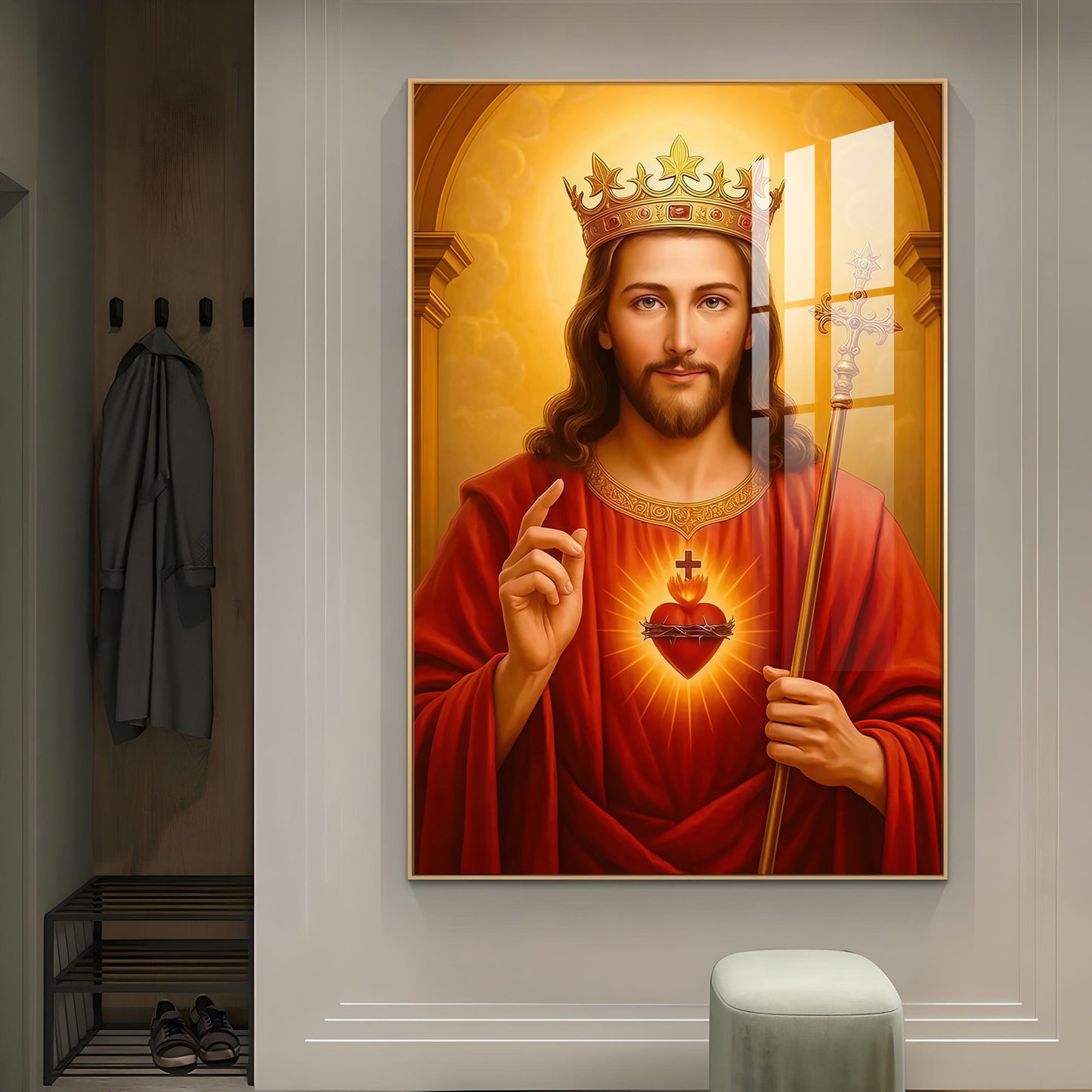 Christian God jesus Glass Finish Vertical Wall Art