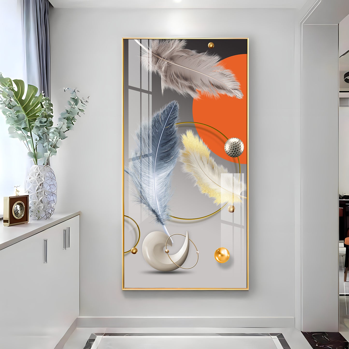 Shellscape Art Glass Finish Vertical Wall Art
