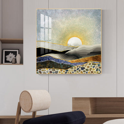 Evening Glow Glass Finish Square Wall Art