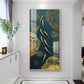 Green Koi Fishes Glass Finish Vertical Wall Art