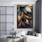 Golden Petal Elegance Glass Finish Vertical Wall Art