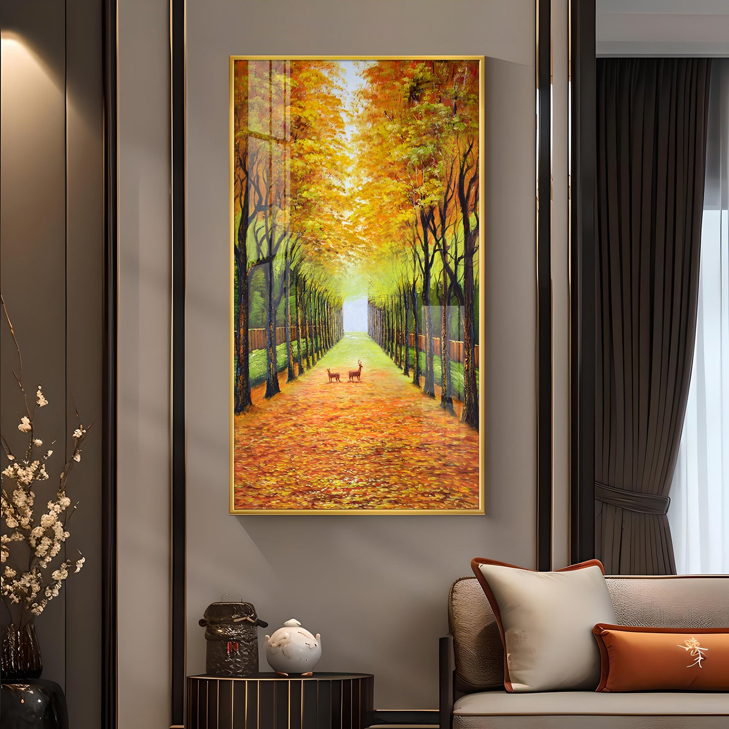 Tranquil Trails Glass Finish Vertical Wall Art