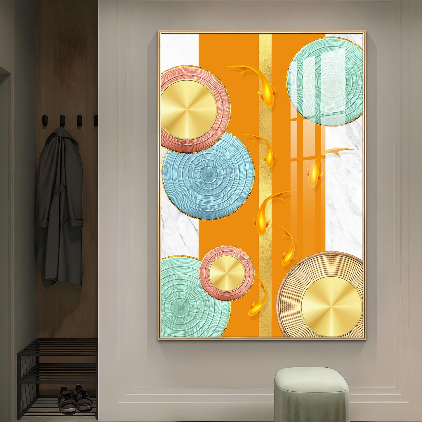 Chromatic Orb Glass Finish Vertical Wall Art