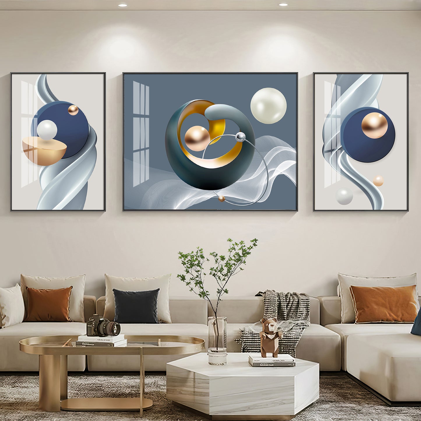 Serenity in Color Glass Finish Wall Art (Set Of 3)